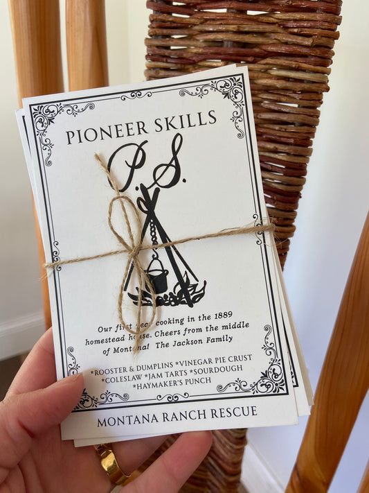 A Recipe Card Pack—“Pioneer Skills” Staples. Breakfast, Lunch & Dinner