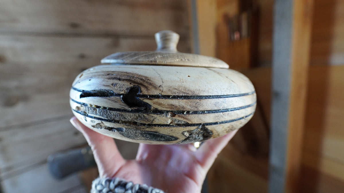 Lidded Hackberry Bowl.  by Eldon Foster