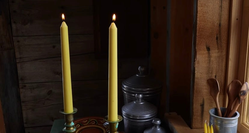 10” Tall beeswax candles, pair